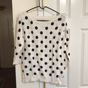Old Navy Cream with Black Polka Dots Pullover Scoop neck Sweater.